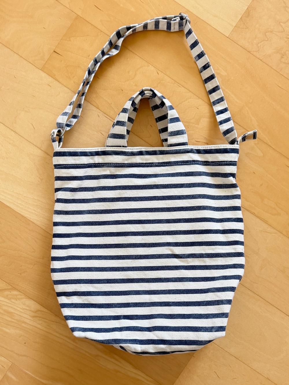 Baggu Duck Tote Bag - Navy and White Striped Canvas